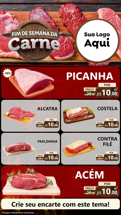 Modelo de TV para TV Vertical com o tema Fim de Semana da Carne para Açougue