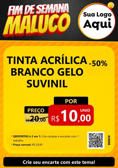 Modelo de Cartaz para Cartaz A4 Vertical com o tema Final de Semana Maluco para Tintas e Ferramentas