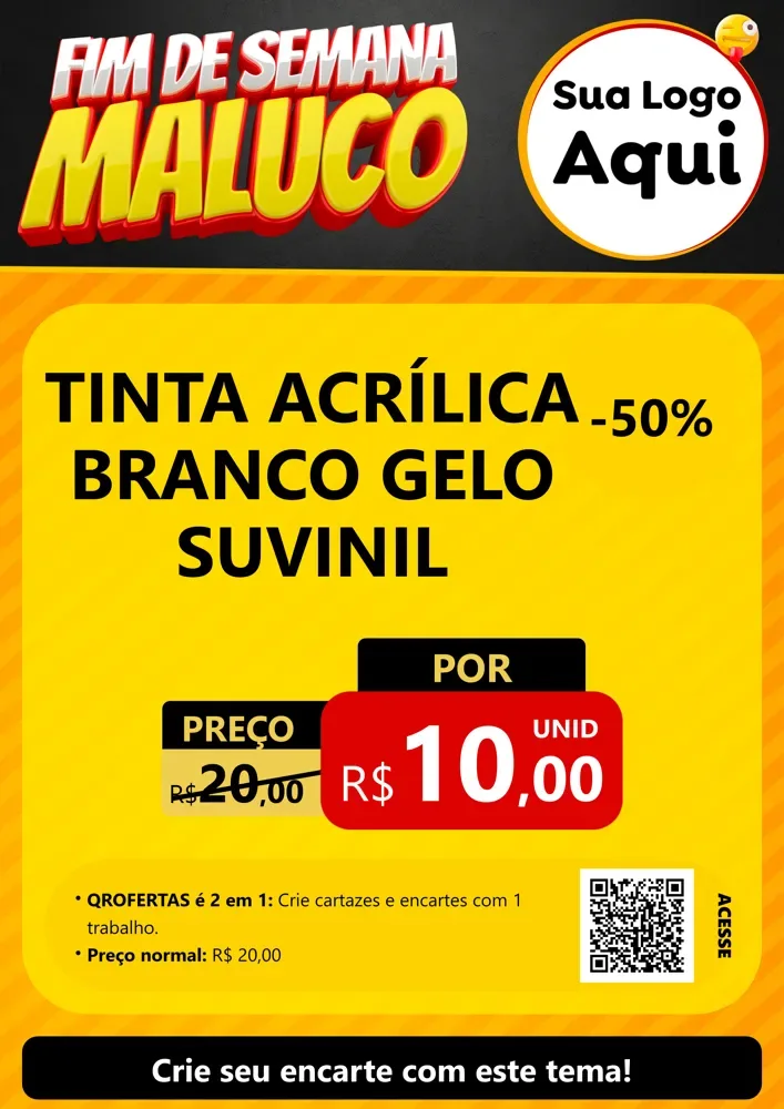 Modelo de Cartaz para Cartaz A4 Vertical com o tema Final de Semana Maluco para Tintas e Ferramentas