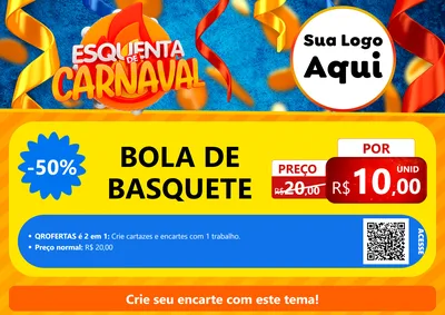 Modelo de Cartaz para Cartaz A4 Horizontal com o tema Esquenta de Carnaval para Artigos Esportivos