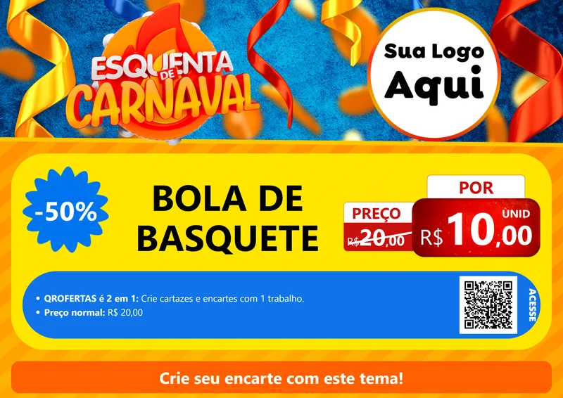 Modelo de Cartaz para Cartaz A4 Horizontal com o tema Esquenta de Carnaval para Artigos Esportivos