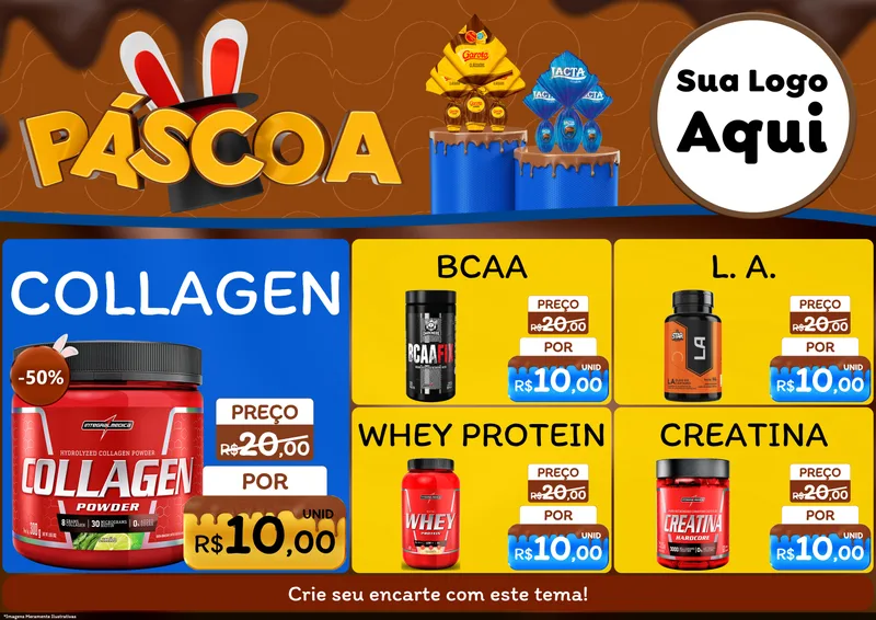 Modelo de Encarte para Encarte A4 Horizontal com o tema Páscoa para Suplementos alimentares
