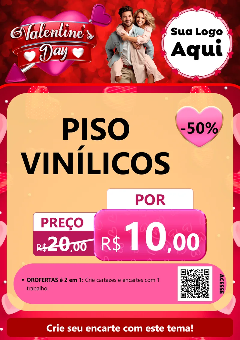 Modelo de Cartaz para Cartaz A4 Vertical com o tema Valentine's Day para Material para Construção