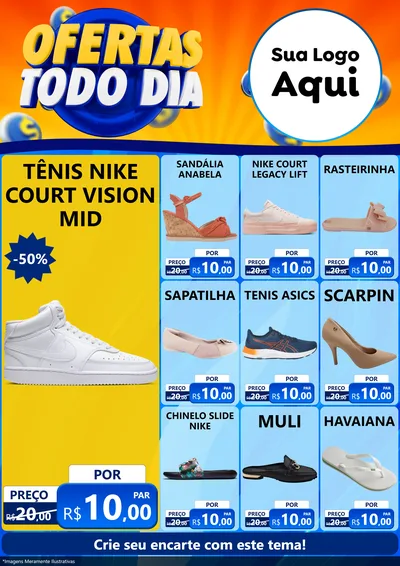 Modelo de Encarte para Encarte A4 Vertical com o tema Ofertas Todo Dia para Calçados