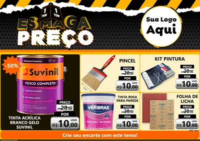 Modelo de Encarte para Encarte A4 Horizontal com o tema Esmaga Preço para Tintas e Ferramentas
