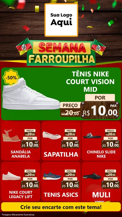 Modelo de Rede Social para Stories com o tema Semana Farroupilha para Calçados