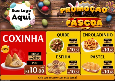 Modelo de Encarte para Encarte A4 Horizontal com o tema Promoção Páscoa para Salgadaria