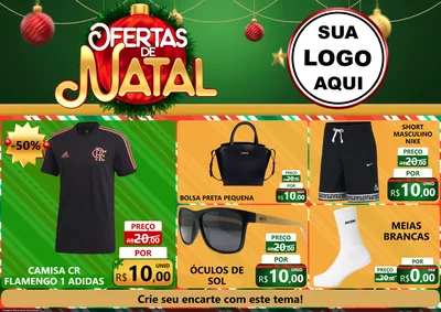 Modelo de Encarte para Encarte A4 Horizontal com o tema Ofertas de Natal para Roupas e acessórios