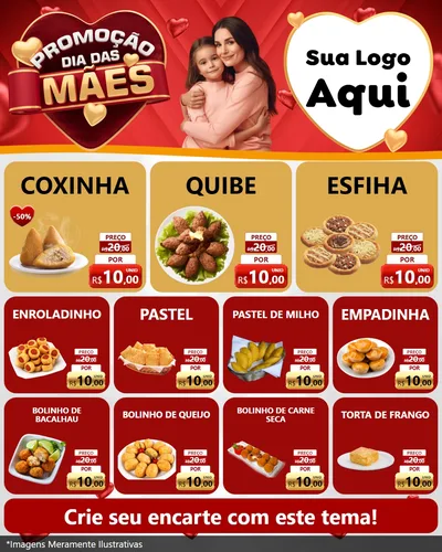 Modelo de Rede Social para Feed Instagram com o tema Promoção Dia das Mães para Salgadaria
