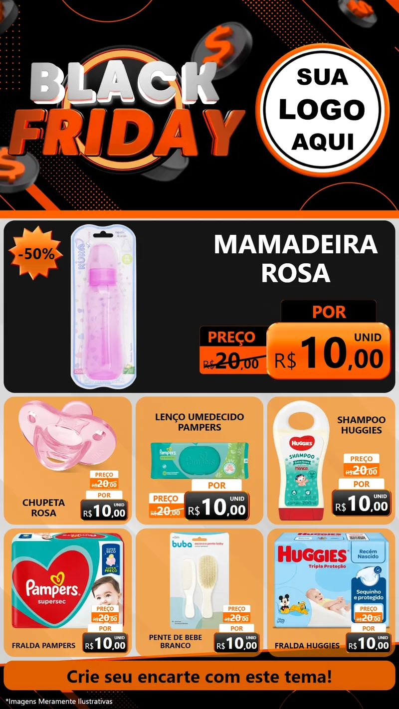 Modelo de Rede Social para Stories com o tema Black Friday para Bebês