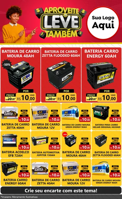 Modelo de Encarte para Encarte Grande com o tema Aproveite e Leve Também para Baterias Elétricas
