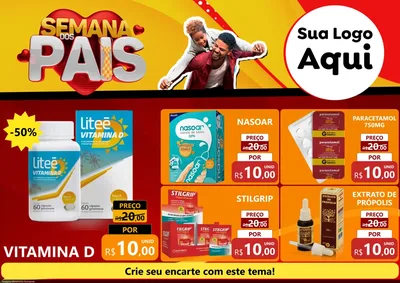 Modelo de Encarte para Encarte A4 Horizontal com o tema Semana Dos Pais para Farmácia