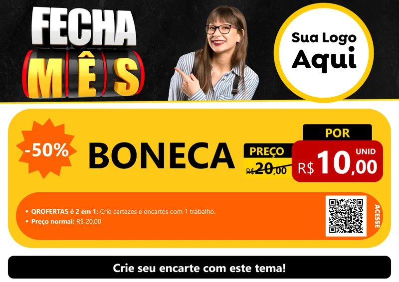 Modelo de Cartaz para Cartaz A4 Horizontal com o tema Fecha Mês para Brinquedos