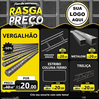 Modelo de Rede Social para Feed Facebook com o tema Fim de Semana Rasga Preço para Ferragens