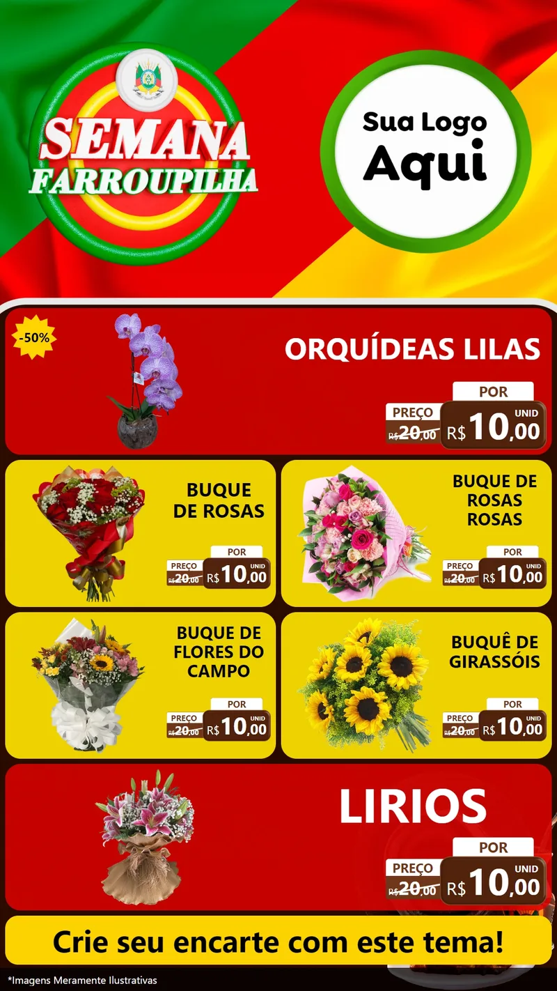Modelo de TV para TV Vertical com o tema Semana Farroupilha para Floricultura e jardim