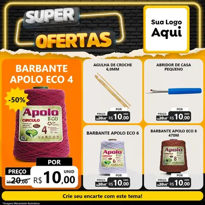 Modelo de Rede Social para Feed Facebook com o tema Super Ofertas para Armarinho e Aviamentos