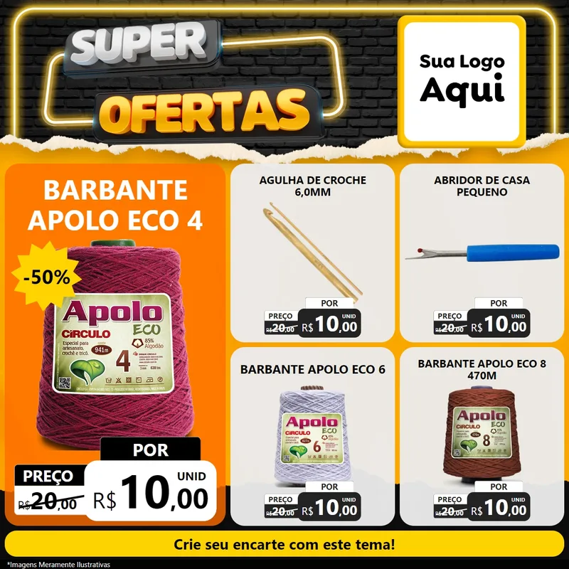 Modelo de Rede Social para Feed Facebook com o tema Super Ofertas para Armarinho e Aviamentos