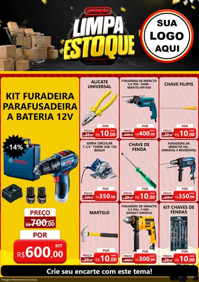 Modelo de Encarte para Encarte A4 Vertical com o tema Operação Limpa Estoque para Maquinas e Ferramentas