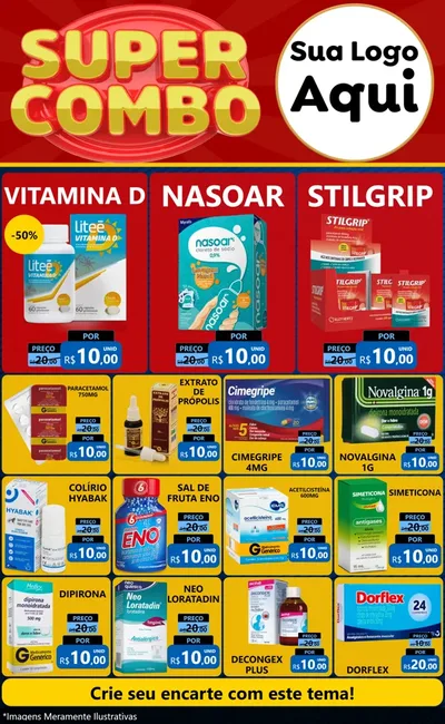 Modelo de Encarte para Encarte Grande com o tema Super Combo para Farmácia