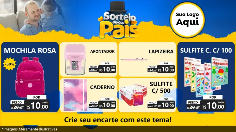 Modelo de TV para TV Horizontal com o tema Sorteio Dia Dos Pais para Papelaria