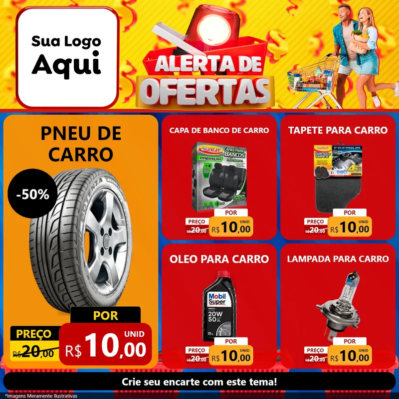 Modelo de Rede Social para Feed Facebook com o tema Alerta de Ofertas para Auto peças