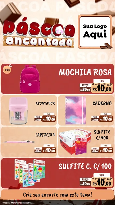 Modelo de TV para TV Vertical com o tema Páscoa Encantada para Papelaria