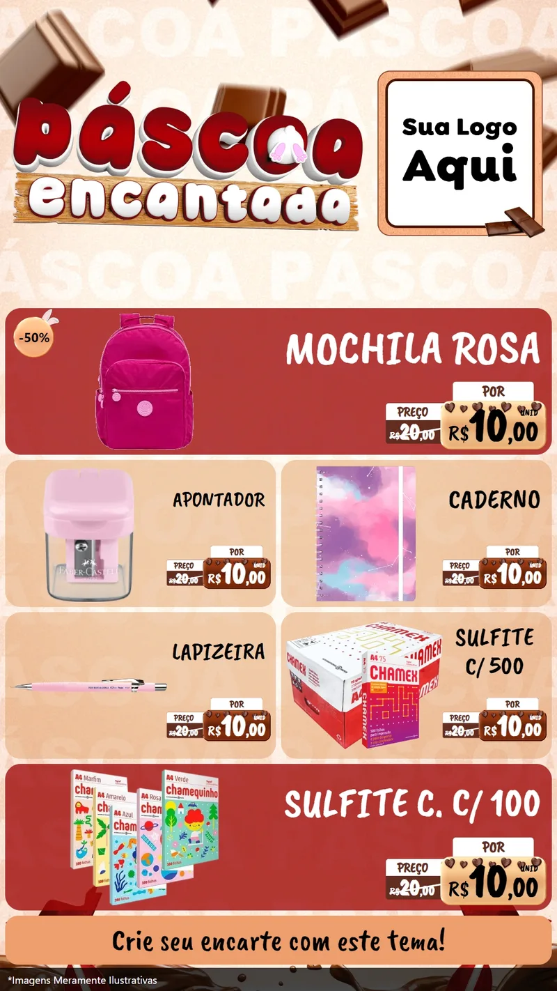 Modelo de TV para TV Vertical com o tema Páscoa Encantada para Papelaria
