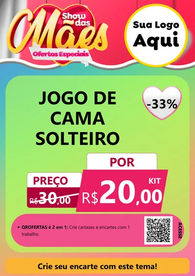 Modelo de Cartaz para Cartaz A4 Vertical com o tema Show das Mães - Ofertas Especiais para Cama, Mesa e Banho