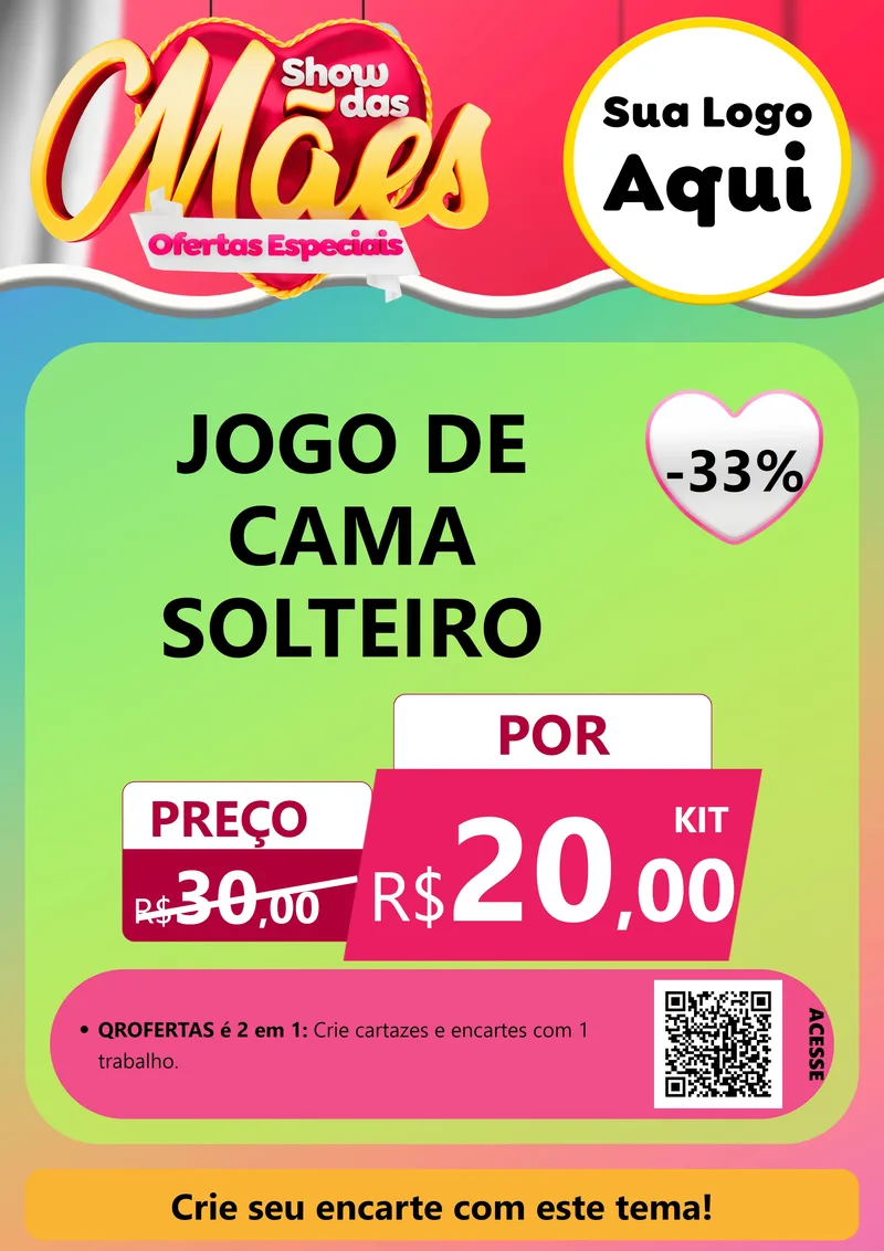 Modelo de Cartaz para Cartaz A4 Vertical com o tema Show das Mães - Ofertas Especiais para Cama, Mesa e Banho