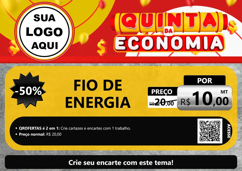 Modelo de Cartaz para Cartaz A4 Horizontal com o tema Quinta da Economia para Materiais Elétricos