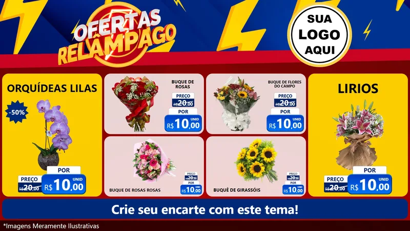 Modelo de TV para TV Horizontal com o tema Ofertas Relâmpago para Floricultura e jardim