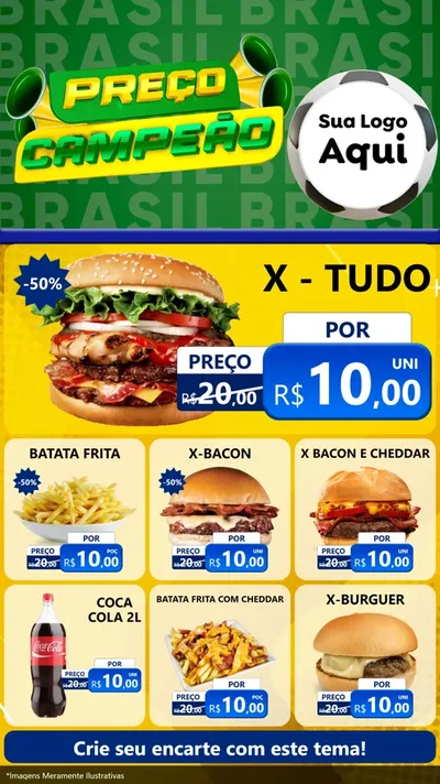 Modelo de Rede Social para Stories com o tema Preço Campeão - Copa para Hamburgueria
