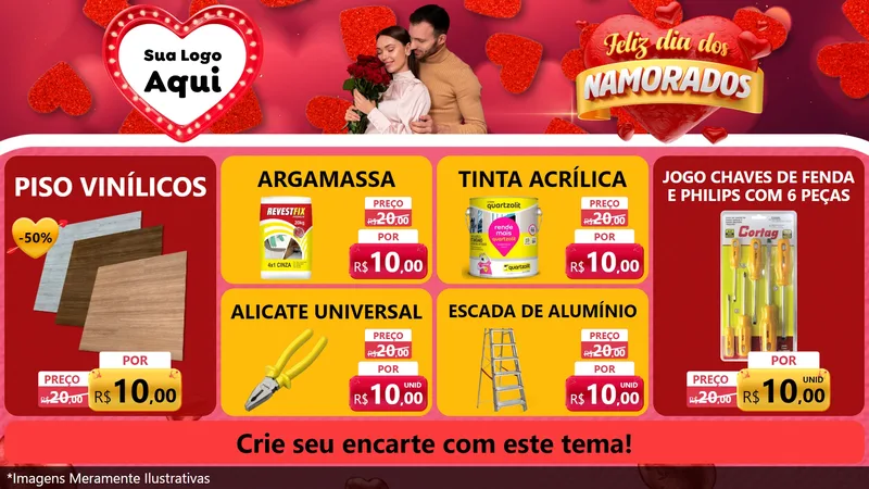 Modelo de TV para TV Horizontal com o tema Feliz Dia Dos Namorados para Material para Construção