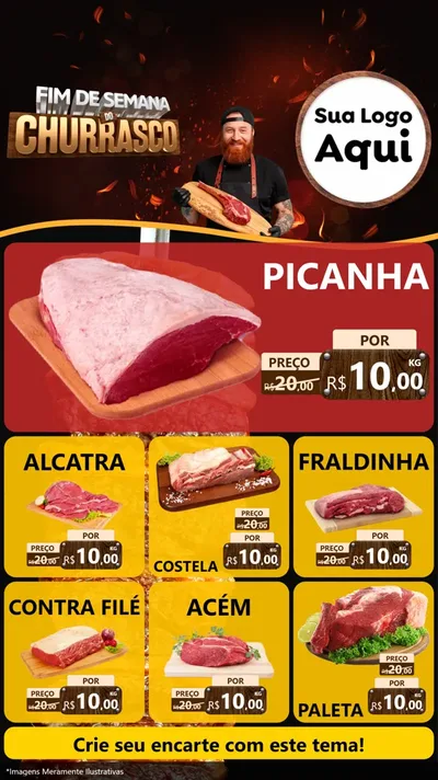 Modelo de Rede Social para Stories com o tema Fim de Semana do Churrasco para Açougue