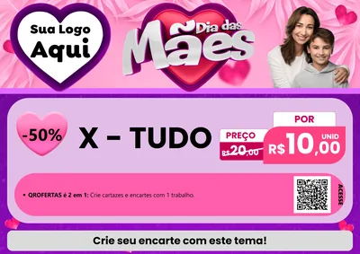 Modelo de Cartaz para Cartaz A4 Horizontal com o tema Dia das Mães para Hamburgueria