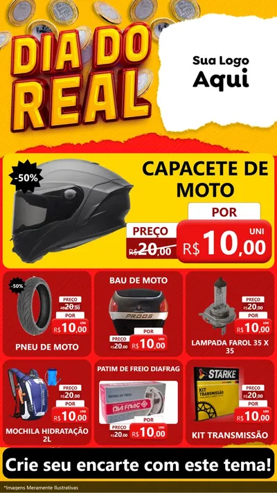 Modelo de Rede Social para Stories com o tema Dia Do Real para Moto peças