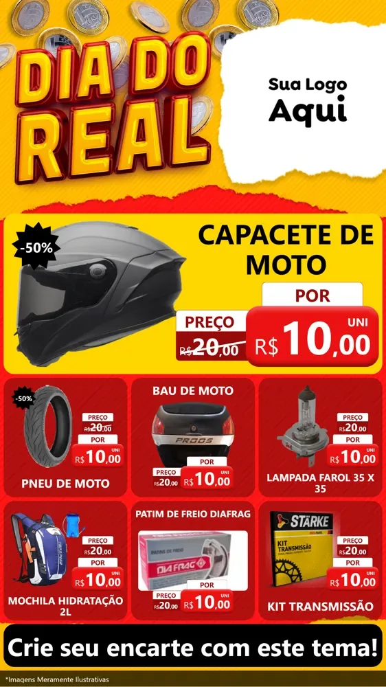 Modelo de Rede Social para Stories com o tema Dia Do Real para Moto peças