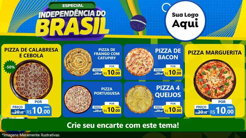 Modelo de TV para TV Horizontal com o tema Especial Independência do Brasil para Pizzaria