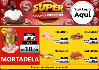 Modelo de Encarte para Encarte A4 Horizontal com o tema Super Segunda Imperdível para Frios e Laticínios