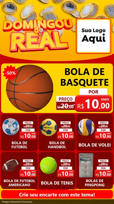 Modelo de Rede Social para Stories com o tema Domingou do Real para Artigos Esportivos