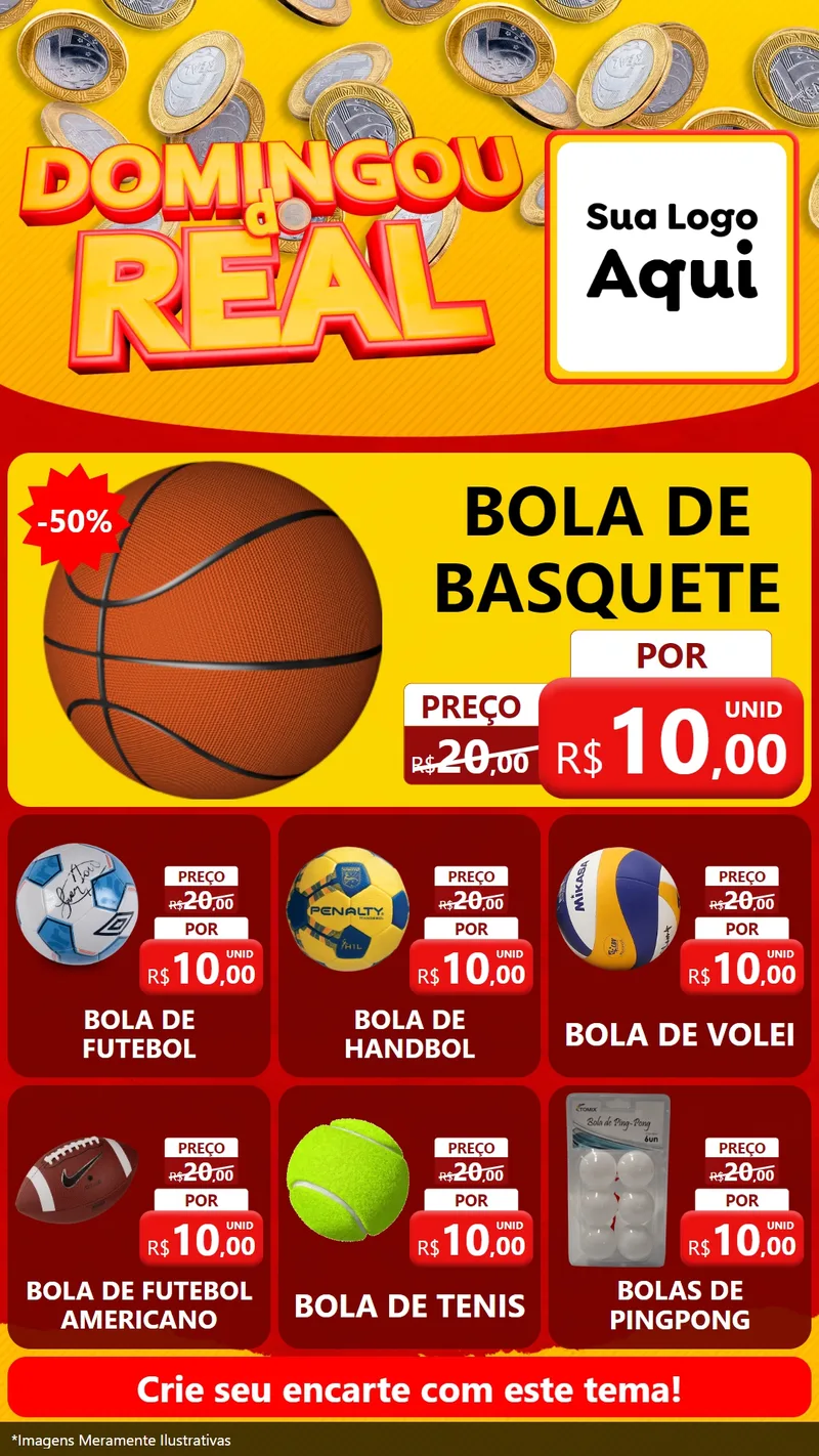 Modelo de Rede Social para Stories com o tema Domingou do Real para Artigos Esportivos