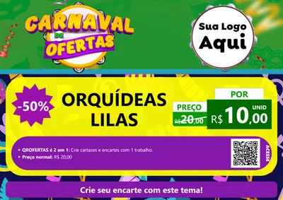 Modelo de Cartaz para Cartaz A4 Horizontal com o tema Carnaval de Ofertas para Floricultura e jardim