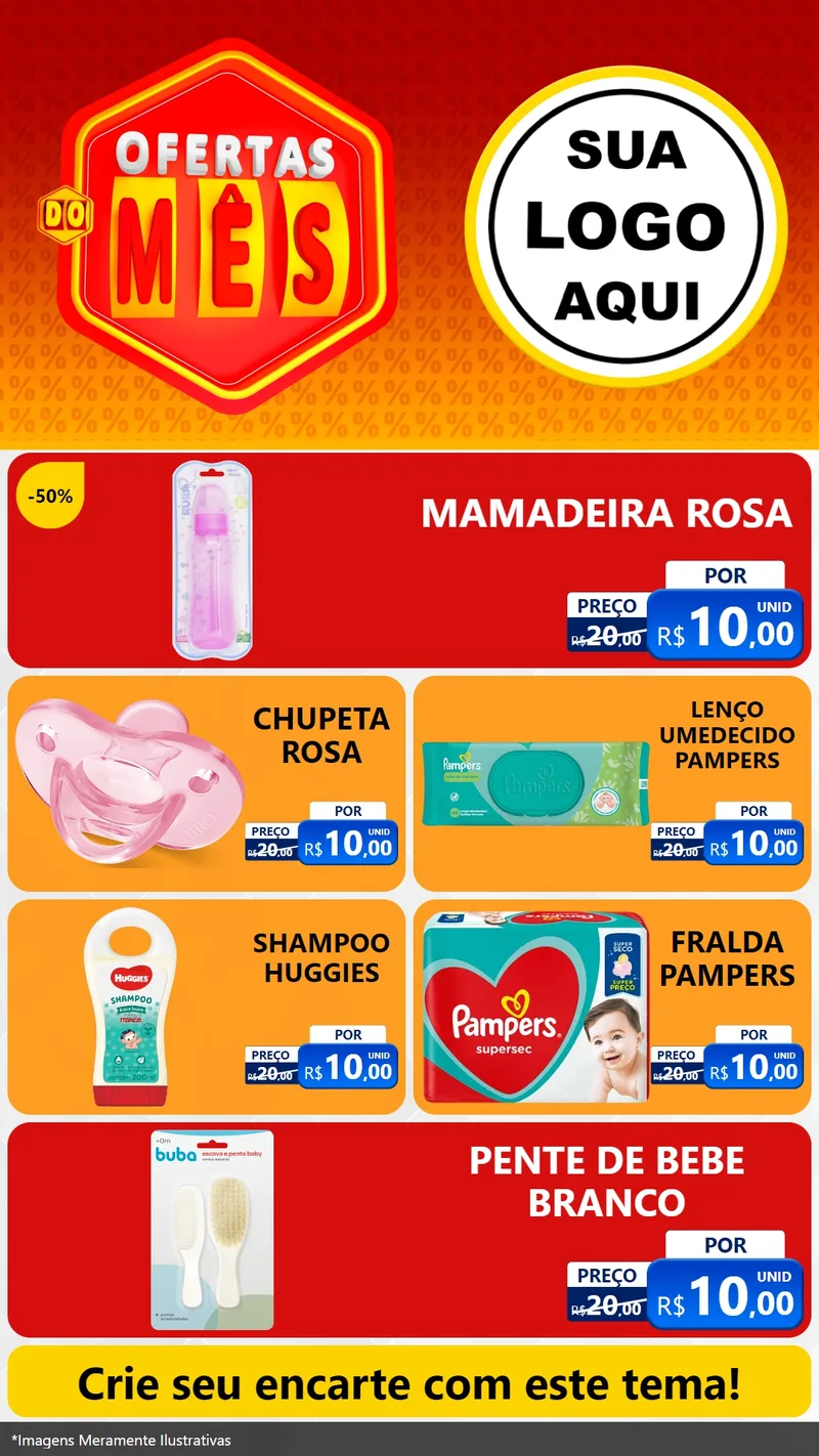 Modelo de TV para TV Vertical com o tema Ofertas do Mês para Bebês