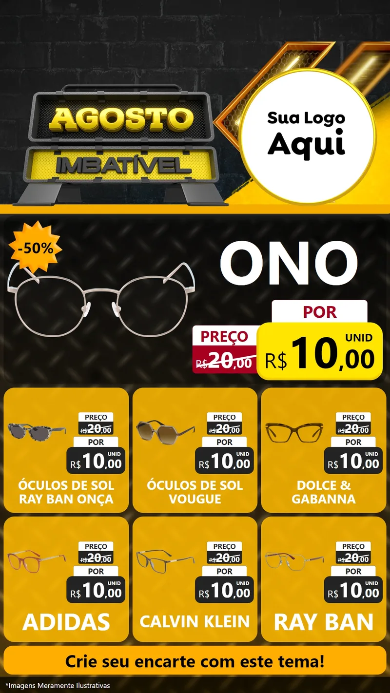 Modelo de Rede Social para Stories com o tema Agosto Imbatível para Óticas