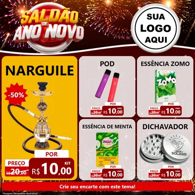 Modelo de Rede Social para Feed Facebook com o tema Saldão de Ano Novo para Tabacaria