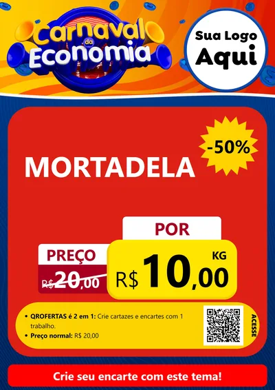 Modelo de Cartaz para Cartaz A4 Vertical com o tema Carnaval da Economia para Frios e Laticínios