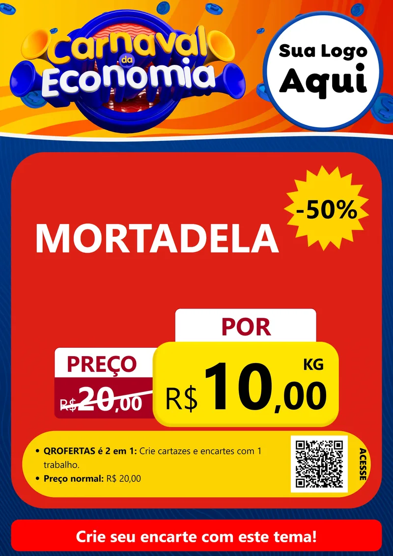 Modelo de Cartaz para Cartaz A4 Vertical com o tema Carnaval da Economia para Frios e Laticínios