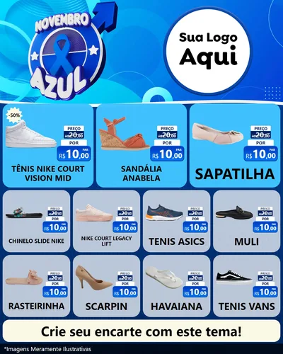 Modelo de Rede Social para Feed Instagram com o tema Novembro Azul para Calçados