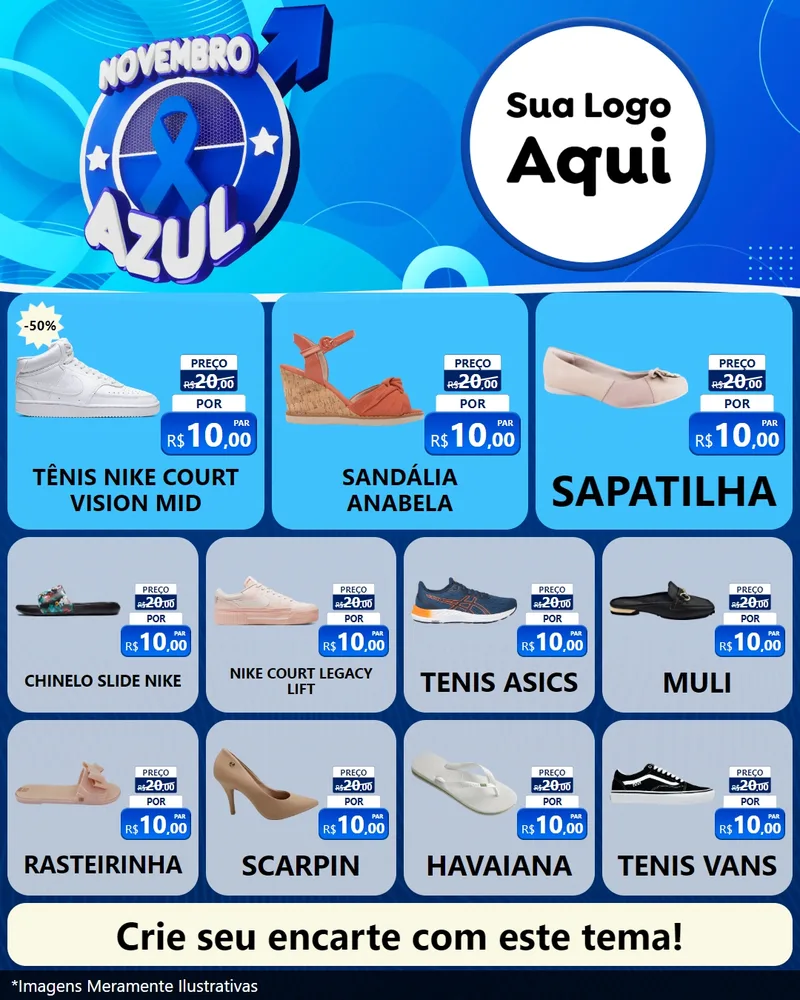Modelo de Rede Social para Feed Instagram com o tema Novembro Azul para Calçados