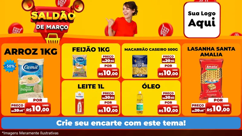 Modelo de TV para TV Horizontal com o tema Saldão de Março para Supermercado